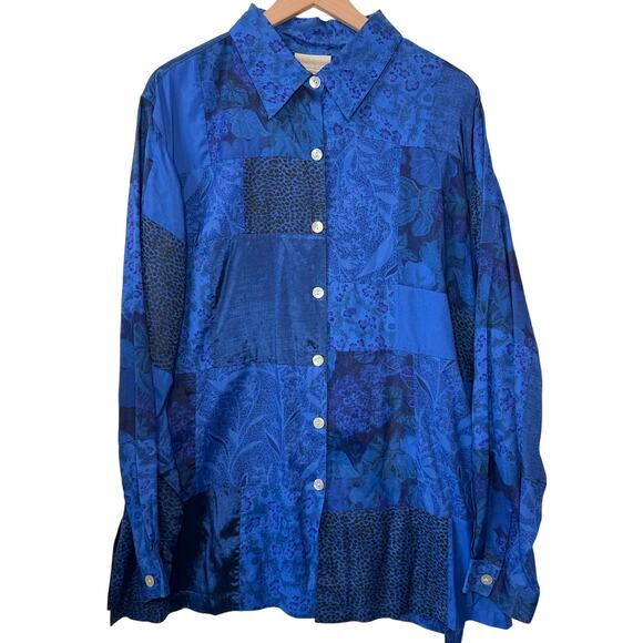 COLDWATER CREEK Patchwork Tunic Womens Plus Size 2X Button Down Casual Lagenlook - Picture 1 of 10